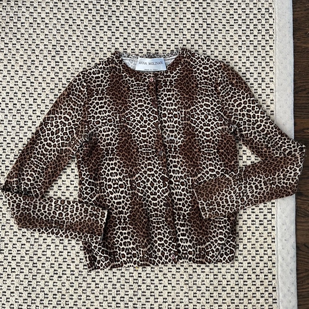 Blumarine Anna Molinari Brown Leopard Print Cardigan